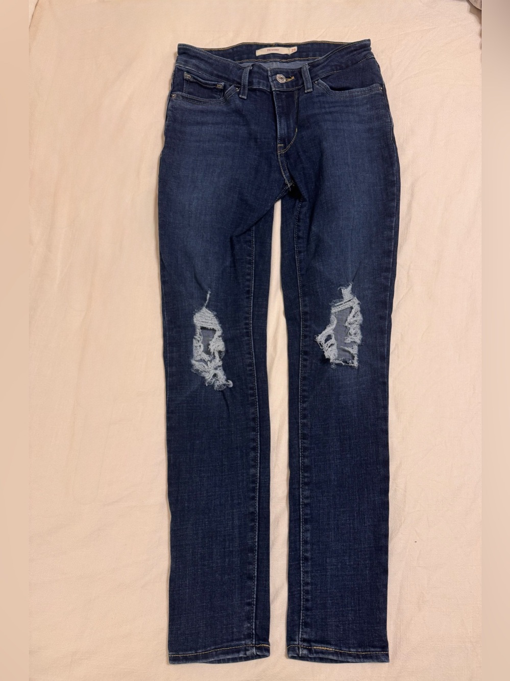 Dark Blue Distressed Women's Jeans